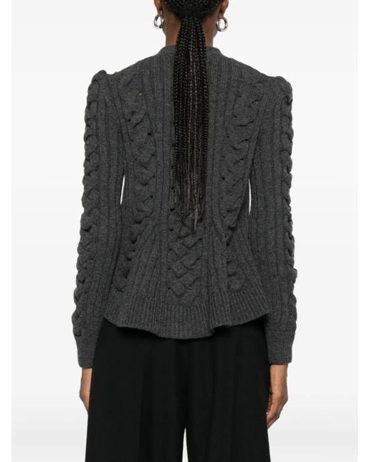 Alexander McQueen Peplum-hem Cable-knit Cardigan Black