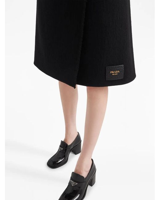 Prada Black Safety-pin Wool-blend Midi Skirt