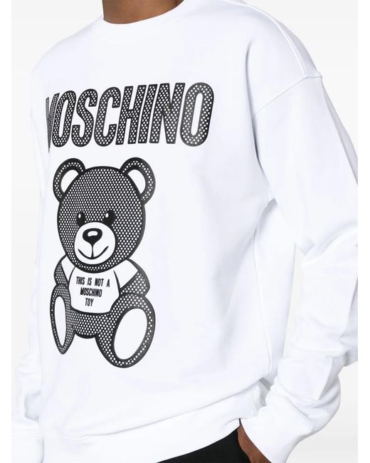 Moschino White Teddy Bear Logo-Print Sweatshirt for men
