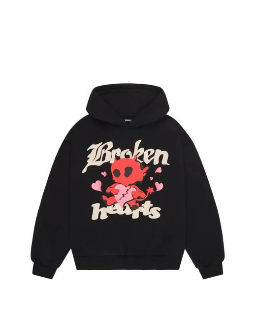 BROKEN PLANET Black Broken Hearts Graphic-Print Hoodie