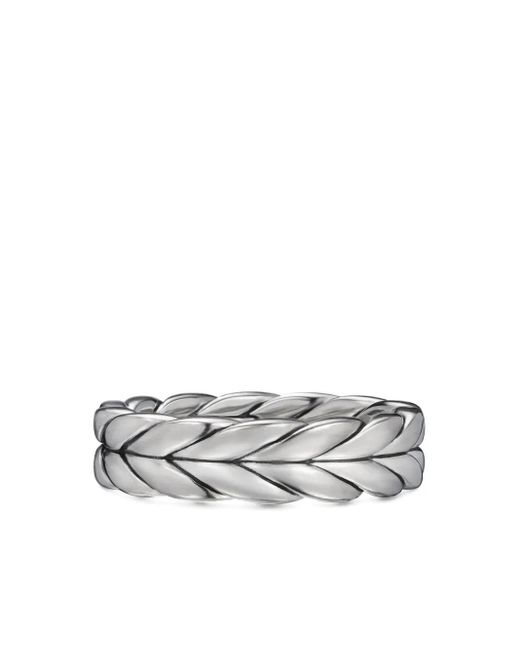 David Yurman White Sterling Chevron Band Ring (6Mm) for men