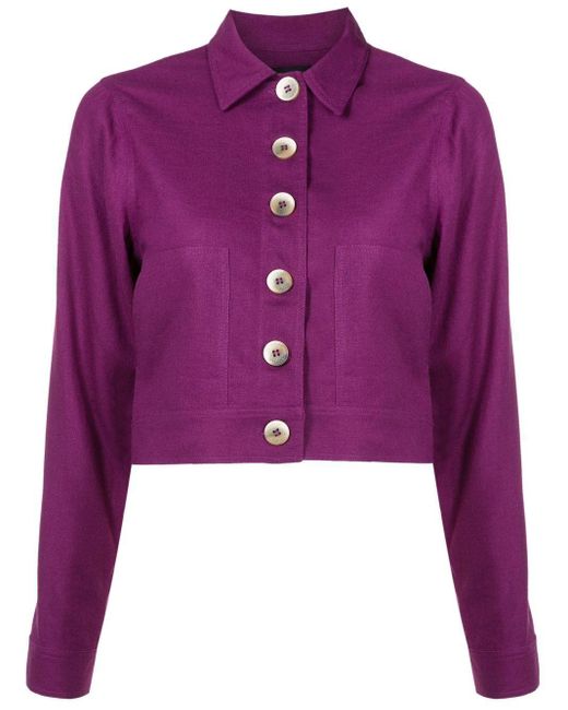 Olympiah Purple Cropped Button-front Jacket