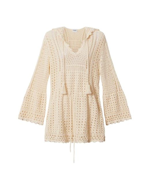 Isabel Marant White Robe En Crochet À Capuche