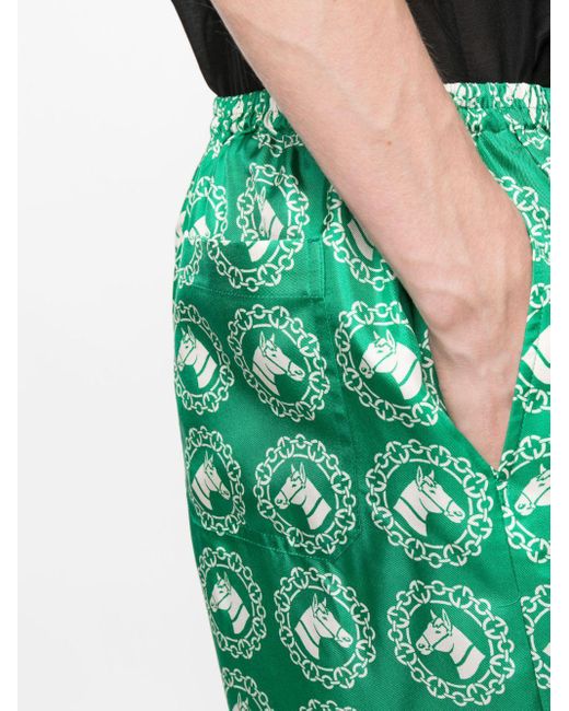 メンズ Gucci グラフィック シルクショートパンツ Green
