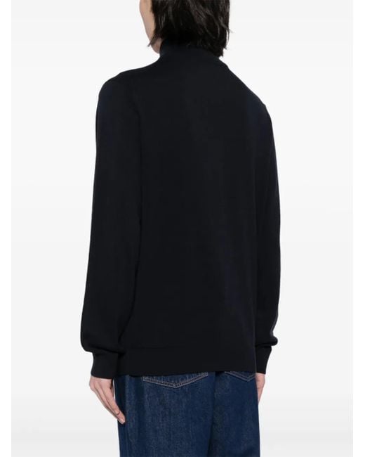 Paul Smith Blue Zebra-Motif Cotton Half-Zip Sweatshirt for men