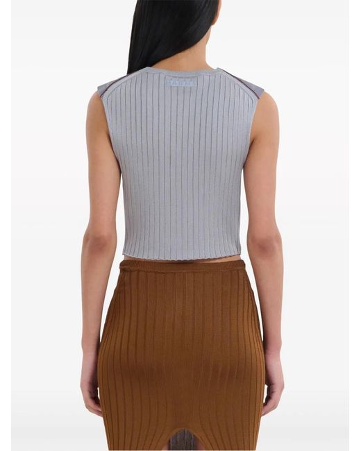 Marni Blue Leather Cropped Top