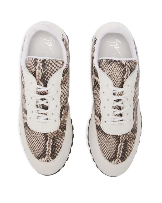 Giuseppe Zanotti White Jim Snakeskin Leather Sneakers for men