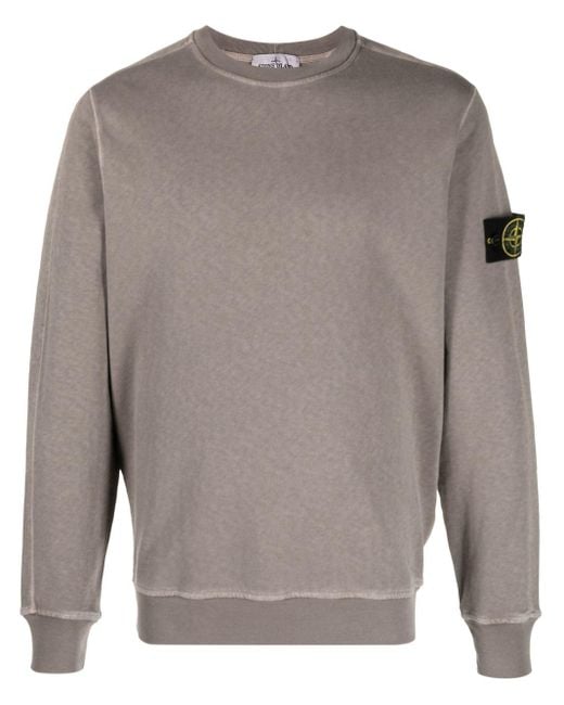 Stone Island Gray Logo Cotton Sweatshirt for men