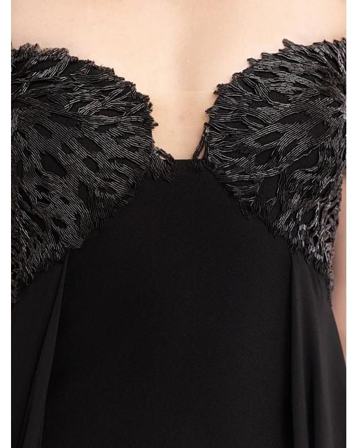 Gemy Maalouf Black Beaded Off-Shoulders Dress