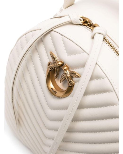 Pinko White Love Click Quilted Leather Backpack