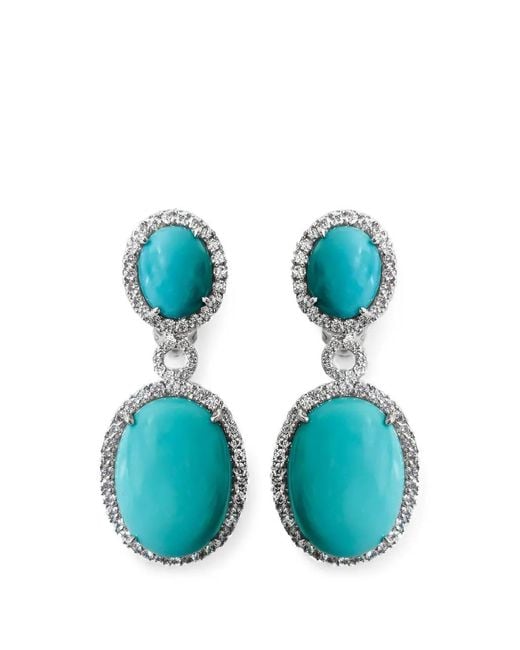 Fantasia by Deserio Blue Cabachon Cubic Zirconia-Embellished Drop Earrings