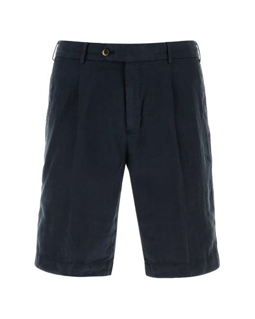 PT Torino Blue Pleated Bermuda Shorts for men