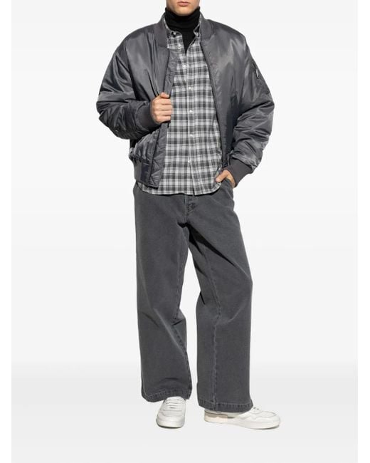 Officine Generale Gray Padded Zip-Up Bomber Jacket for men