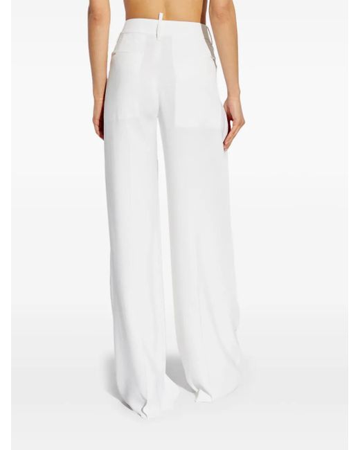 DSquared² White High-Waist Wide-Leg Trousers