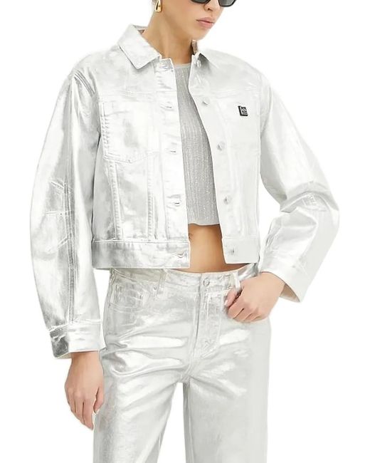 ARMANI EXCHANGE メタリック デニムジャケット White