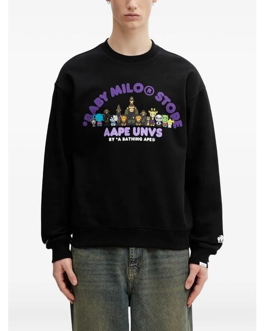 Aape By A Bathing Ape Black X Baby Milo Store Aapeunvs Sweatshirt for men