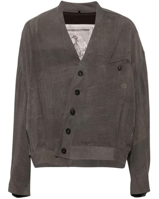 Ziggy Chen Gray Asymmetric-fastening Shirt Jacket for men