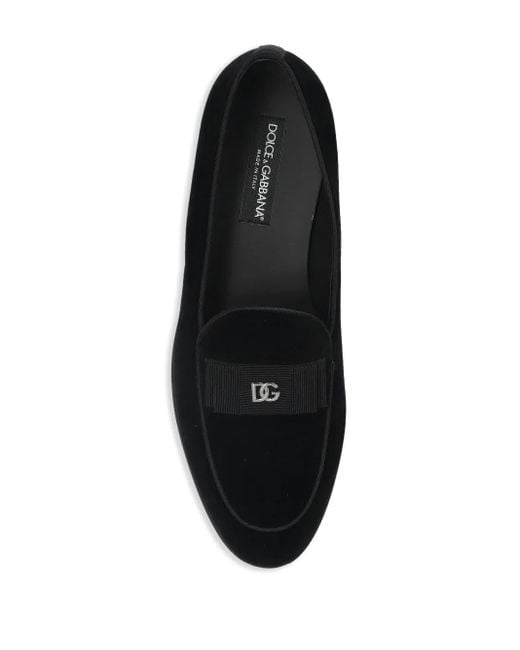 Dolce & Gabbana Black Loafers With Logo Plaque for men