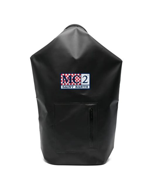 Mc2 Saint Barth Black Logo-Patch Roll-Top Backpack for men