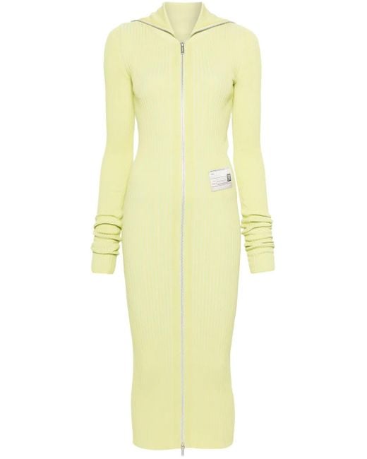 Maison Mihara Yasuhiro Yellow Logo-Patch Midi Dress