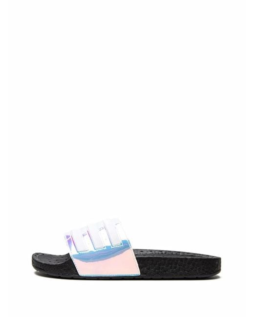Adidas White Adilette Boost Slides for men
