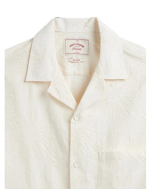 Portuguese Flannel White Embroidered Short-Sleeve Shirt for men