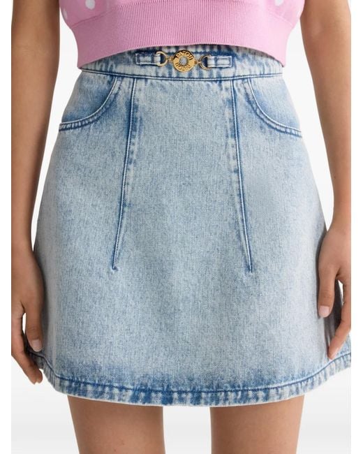 Patou Blue Pocketed Mini A-Line Skirt