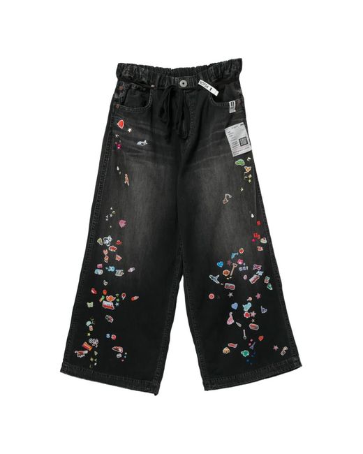 Maison Mihara Yasuhiro Gray Jean À Imprimé Autocollants