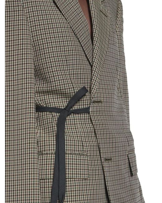 Balenciaga Gray Checked Tie Blazer