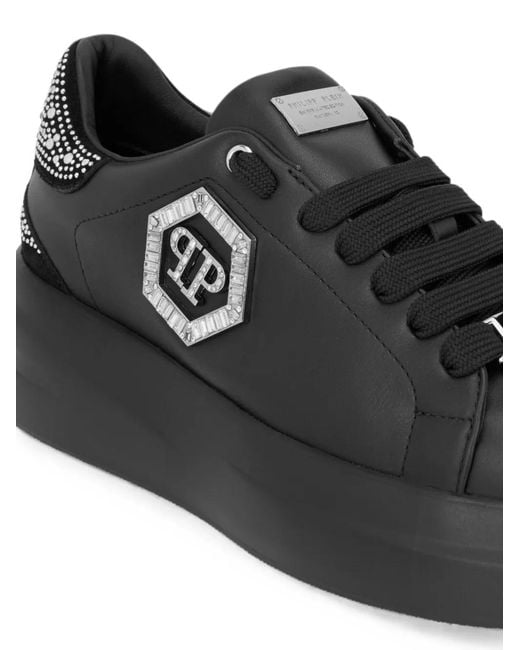 Philipp Plein Black Low-Top Sneakers Megastar Strass
