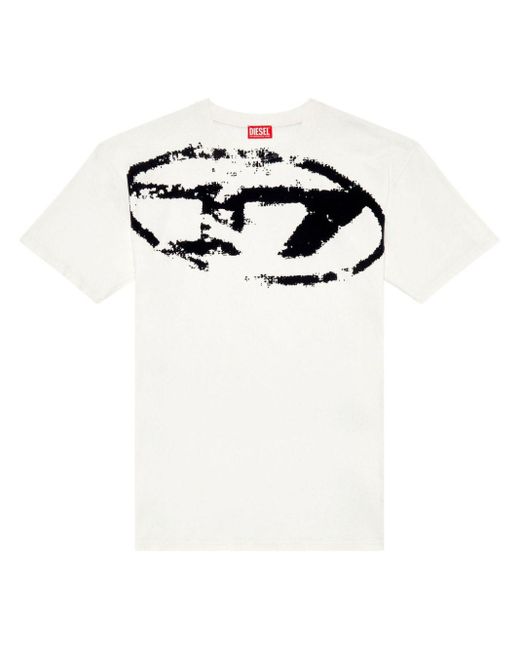 Camiseta T-Boxt con logo afelpado DIESEL de hombre de color White