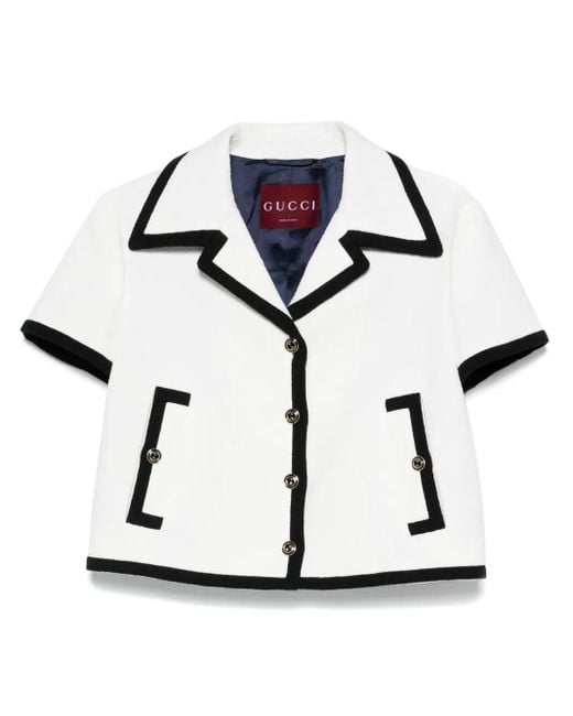 Gucci White Cotton Tweed Jacket, Ready-To-Wear