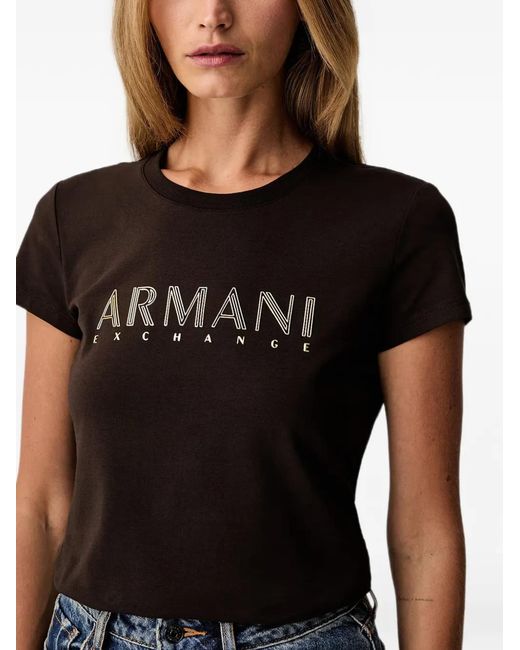 ARMANI EXCHANGE Black Logo-Print Short-Sleeved T-Shirt