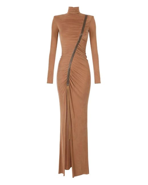 Vestido largo con cuello alto Elisabetta Franchi de color Brown
