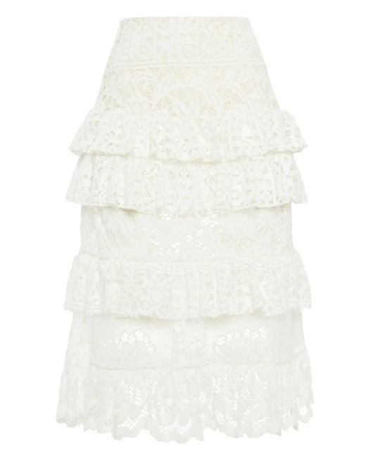 LaDoubleJ White Footloose Lacey Midi Skirt