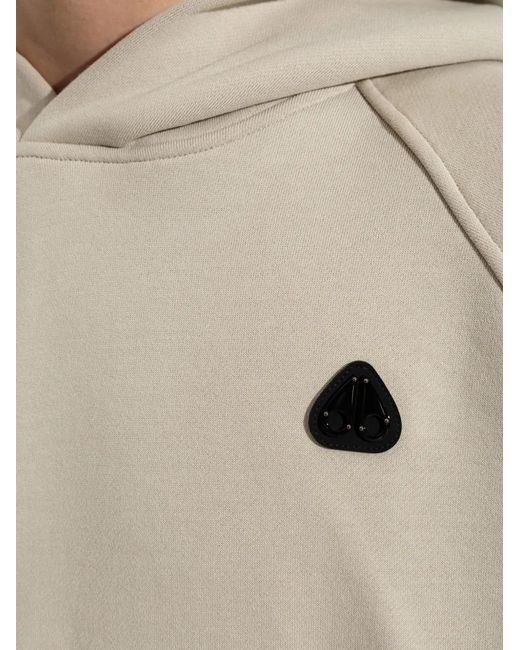Moose Knuckles White Yul Logo-Patch Raglan-Sleeve Hoodie for men