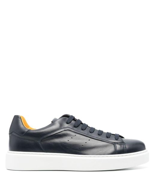 Doucal's Blue Leather Low-tops Sneakers for men