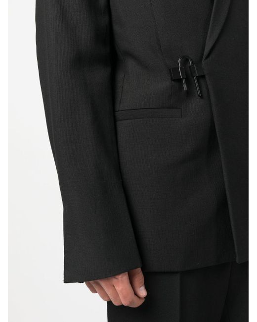 Givenchy Black Logo-buckle Notched-lapels Blazer for men