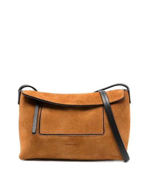 Wandler Penelope Slouch Suède Mini-Tas Met Klepzak in het Brown