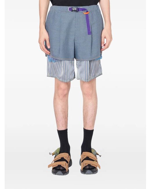 Kolor Blue Striped Checked Track Pants for men