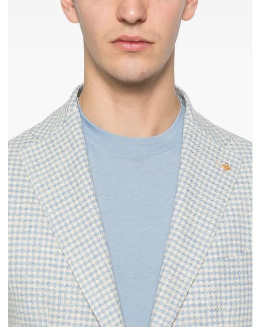 Tagliatore White Houndstooth Single-Breasted Blazer for men