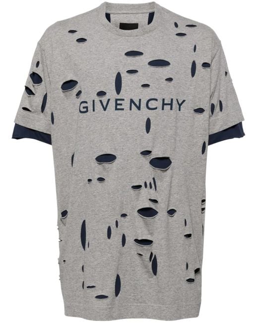 メンズ Givenchy ダメージ Tシャツ Gray