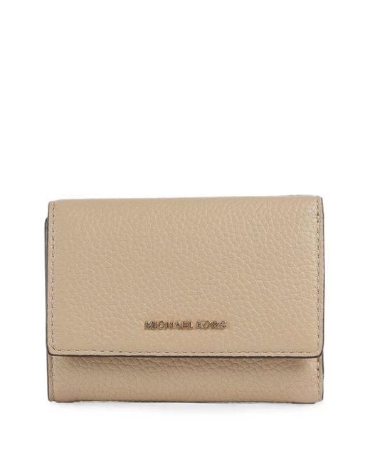 Michael Kors Natural Grained-Leather Trifold Wallet