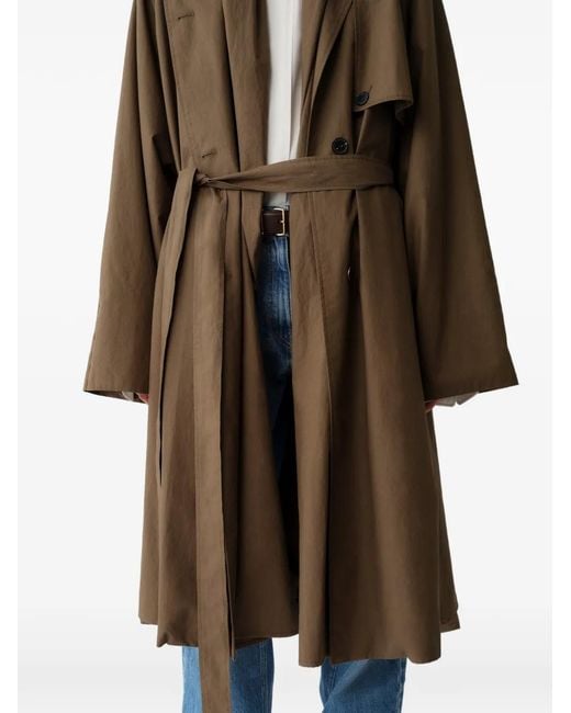 Calvin Klein Brown Belted Storm-Flap Trench Coat