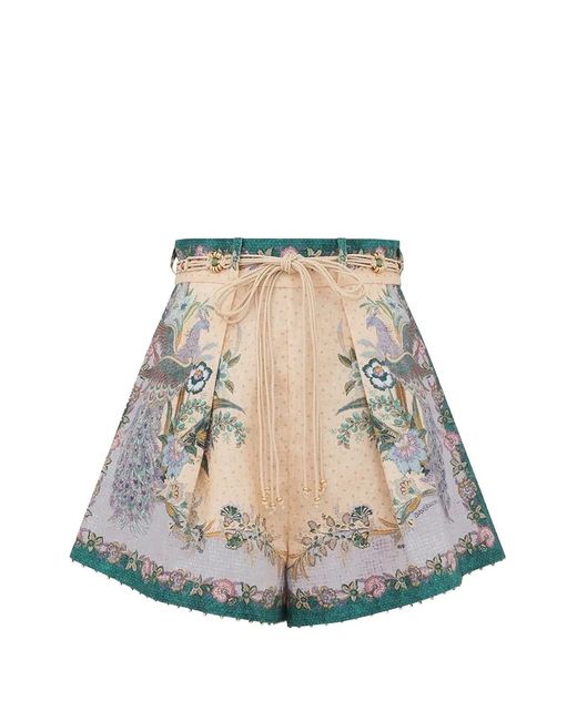 Zimmermann Natural Indra Tuck Shorts