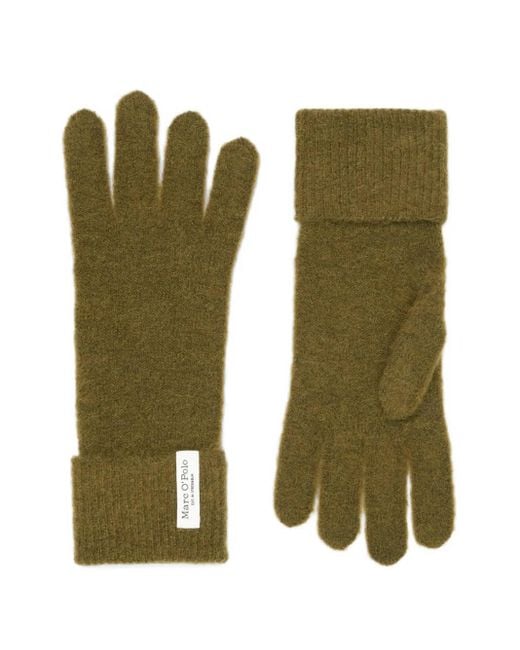 Marc O' Polo Green Ribbed-Cuff Wool Gloves