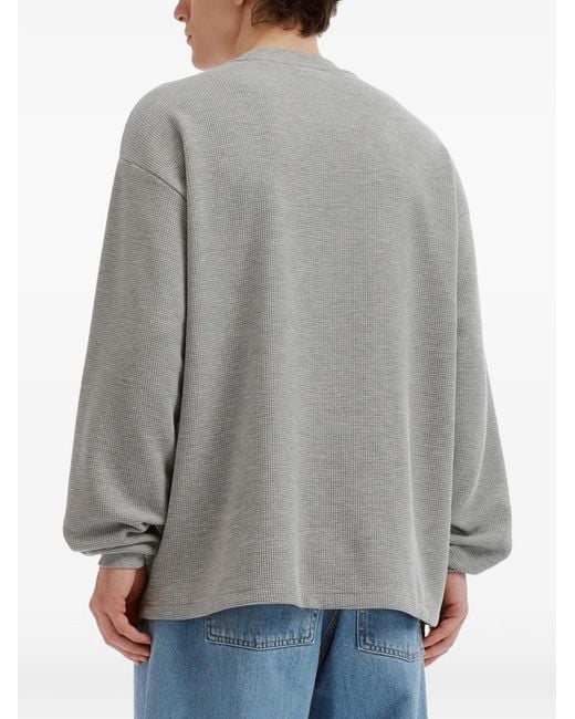 Chocoolate Gray Waffle-Knit Logo-Print T-Shirt for men
