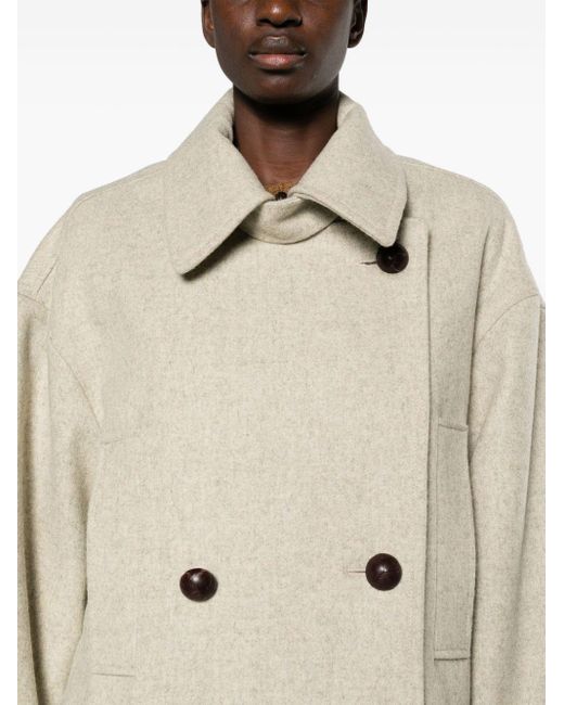 Isabel Marant White Neutral Fabiola Double-breasted Wool Coat - Women's - Organic Wool/recycled Wool/acetate/viscosecotton