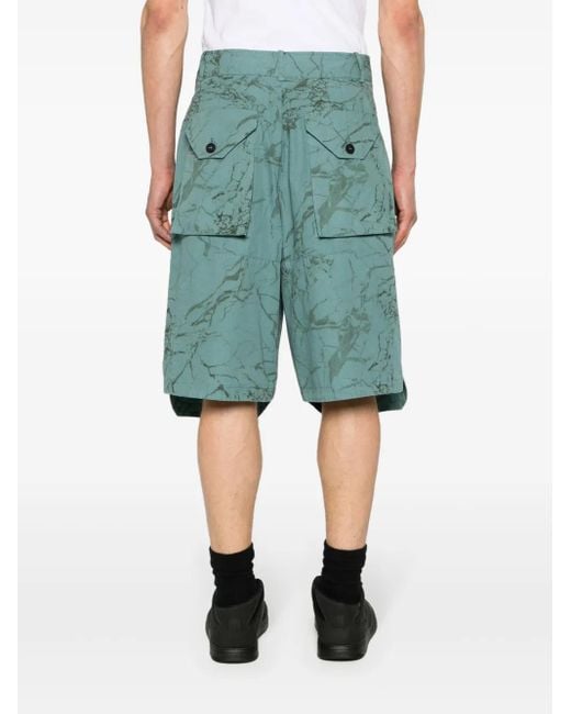 A_COLD_WALL* Green Overlay Abstract-Print Cargo Shorts for men