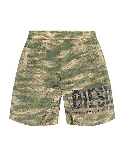 メンズ DIESEL ロゴ トランクス水着 Green